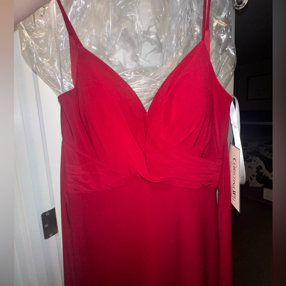 Long simple dress. Low cut back, very comfortable.